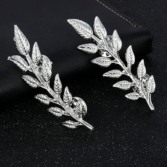 5 Pairs Retro Hollow Pattern Shirt Collar Brooches For Women And Men Gold Plated Triangle & Simple Elegant Double Leaf Collar Pin Brooches Gold Silver Plant Brooch Jewelry - style: Silver leaf