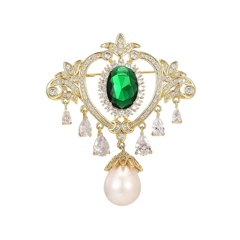 Brooches and Pins for Women Elegant Flower Pearl Brooches Costume Broches Jewelry Lady Christmas Pin for Women - style: Retro