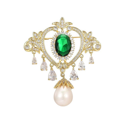 Brooches and Pins for Women Elegant Flower Pearl Brooches Costume Broches Jewelry Lady Christmas Pin for Women - style: Retro