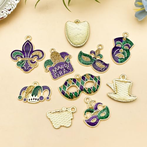 Youdiyla 20pcs Alloy Enamel Martini Grasse Carnival Mardi Gras set Pendant Jewelry Making DIY Keychain Earrings Pendant Various Design Charms for Jewelry Making Bracelets Necklace (SN1102) - color: SN1102