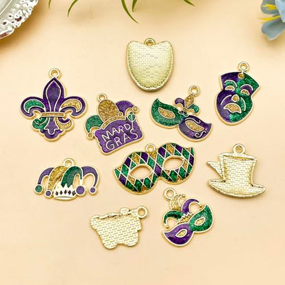 Youdiyla 20pcs Alloy Enamel Martini Grasse Carnival Mardi Gras set Pendant Jewelry Making DIY Keychain Earrings Pendant Various Design Charms for Jewelry Making Bracelets Necklace (SN1102) - color: SN1102
