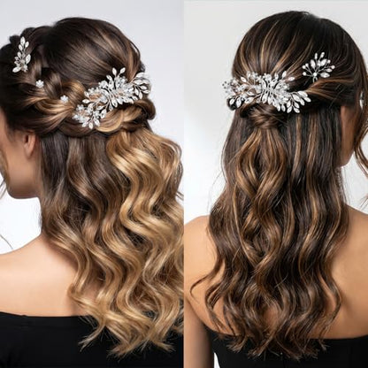 10 Pcs Bride Hair Pins Rhinestone Comb for Women, Crystal Wedding Headpiece Handmade Head Accessories for Bridal Friend, Hair Jewelry Bridesmaids Prom Party Favors Celebration Gifts (Classic, Silver)