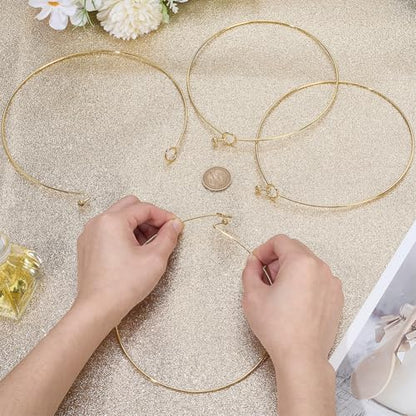 UNICRAFTALE Wire Wrap Collar Necklaces for Women 304 Stainless Steel Choker Necklaces Open Choker Necklace Metal Plain Chocker Collar Necklace for DIY Jewelry Making - color: Golden