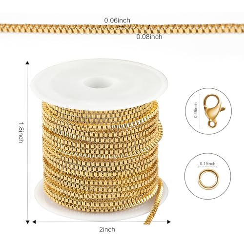 Kyutong 16.4 Feet Gold Stainless Steel Chains for Jewelry Making | Craft Chain Link Roll Gold Plated Chain Necklace DIY Bracelet Ankle Making Finding Jewelry Supplies - color: Gold-7