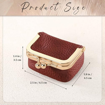 Zivyes Mini Jewelry Box Travel Small Coin Purse Organizer Case Genuine Leather Tiny Size (Red) - color: Red-Tiny