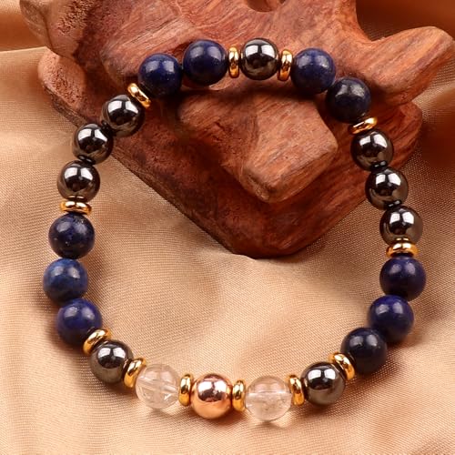 KSQS Healing Stone Bead Bracelet for Women, Natural Gemstones Balance Protection Bracelet, Spiritual Crystal Beads Bracelet Anxiety Relief with Meaning Card - color: Focus