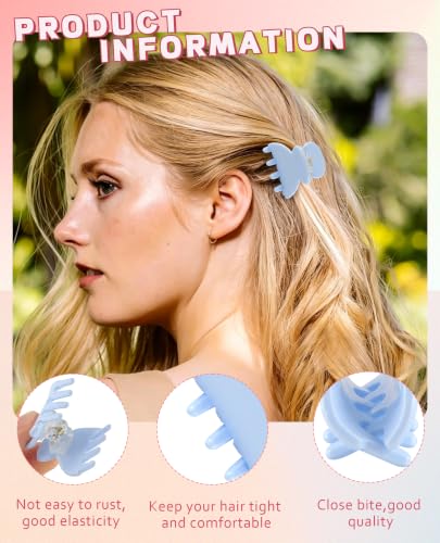 Molans 12 Pcs Small Hair Clips Mini Claw Jaw Clips Women Girls Thin Hair | Tiny Short Acrylic Cute Clips Non Slip Little Hair Accessories Clamps for Half Updo Styling Fine Hair Bangs Kids Toddlers - color: Blue/Beige/Black