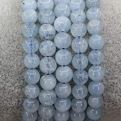 Angelstones Gemstones 6mm Round Beads Healing Crystal Bracelet for women | Natural Gemstone, Handmade Gifts for Women, Healing Crystal Round Beaded Stretch Bracelets, Unisex Jewelry for Women and Men - color: Aquamarine