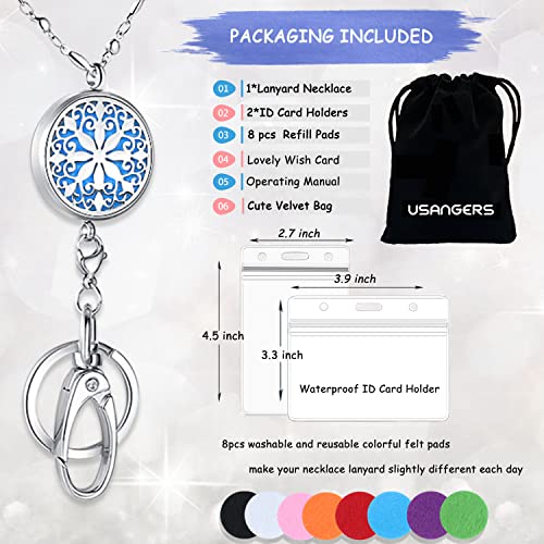 Lanyards for ID Badges Keys Women Cute Teacher Lanyard ID Holder Necklace Silver Chain Fashion Keychain Diffuser Office School Work Jewelry Nurse Teacher Appreciation Gifts Mandala - color: 1-mandala