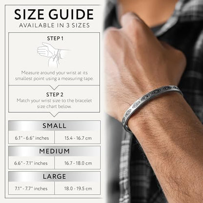 Cuff Bracelet for Men Premium Stainless Steel Mens Bangle Bracelets Silver Cuff Bracelet Waterproof & Non-Tarnish Minimal Western Bracelet - color: Evil Eye, size: Large