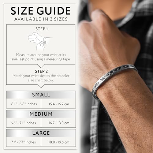 Cuff Bracelet for Men Premium Stainless Steel Mens Bangle Bracelets Silver Cuff Bracelet Waterproof & Non-Tarnish Minimal Western Bracelet - color: Evil Eye, size: Large