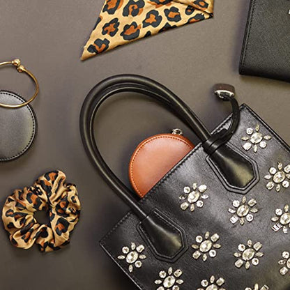 Everyday Genuine Cow Leather Zip Around Mini Travel Jewelry Box Organizer with Zipper Closure (Saddle Brown) - color: Saddle Brown
