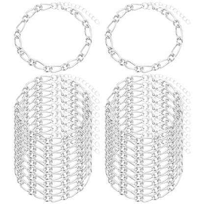 Sumalon 20 Pcs 18K Silver Plated Bracelet Chain Kit, Paperclip Alloy Link Fit Clip with Lock, Bracelet Charm for Women DIY Jewelry Making (Silver)