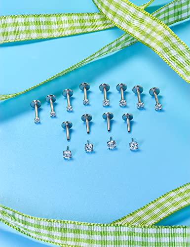20G 18G 16G Cubic Zirconia Nose Rings Studs 316L Surgical Steel Hypoallergenic Nose Piercings Jewelry for Women Men CZ 2mm-3mm 24 Pcs - color: 1-A:20G-Silver-6mm