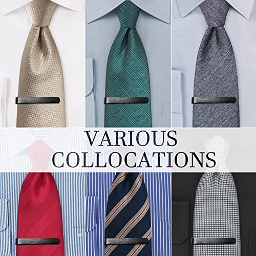 HAWSON Skinny Tie Clip Bar Set, 2 Inch Tie Clip for Men - Wedding, Meeting, Party Gift Set - color: 1 PCS Black Brushed
