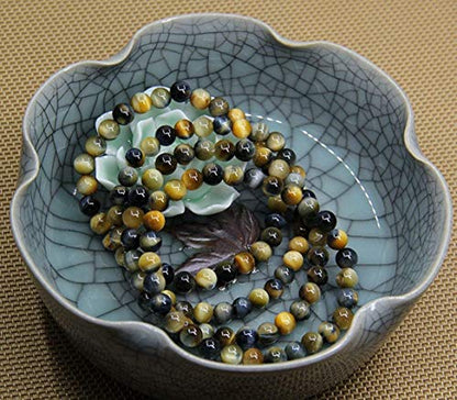 Angelstones Gemstones 6mm Round Beads Healing Crystal Bracelet for women | Natural Gemstone, Handmade Gifts for Women, Healing Crystal Round Beaded Stretch Bracelets, Unisex Jewelry for Women and Men - color: Golden Blue Tiger Eye