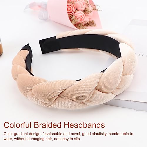 DRESHOW Braided Headbands for Women Velvet Hair Hoop Elastic Criss Cross Hair Bands Accessories - color: 01 Pc Velvet Braided: Beige