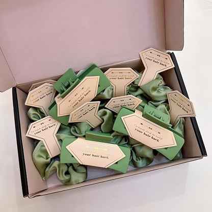Bridesmaid Scrunchies Proposal Gifts Bachelorette Hair Claws Clips women heart sunglasses for Wedding Party Favors (36pcs White&Sage Green) - color: 36pcs White&sage Green