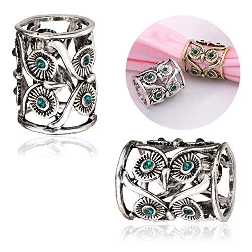Joyci 3pcs Women's Scarf Ring Clip Slide Gold Silver Tone Hollow Tube | Retro Style Scarf Fastener for Women's Shawl, Silk Neckerchief, Napkin, Metal Antique Sturdy, Classy Fashion Accessories - color: Silver