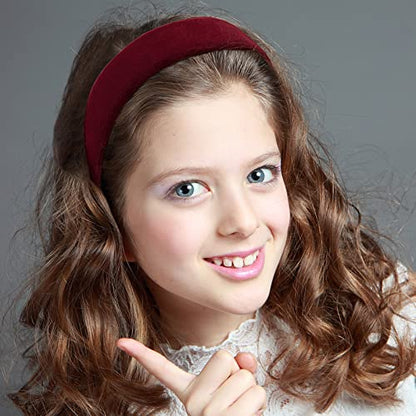 4Pcs Black Velvet Headband for Women Girls Wide Hairbands Pack Non Slip Thick Headband Set Adult Red Brown Green Padded Hair Band Fashion Soft Headbands for Long Short Thin Curly Hair Christmas Gift - color: 4Pcs Velvet Headband Set