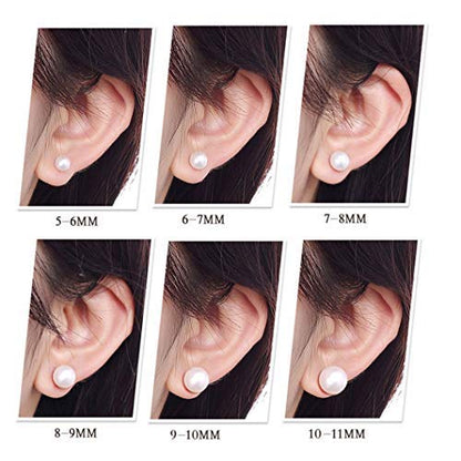 ALYC Pearl Earrings Freshwater Pearl White Button Stud Earrings with 925 Sterling Silver for Women - size: 6.5-7.0mm