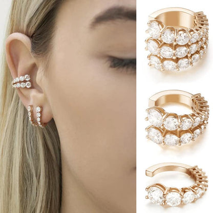 Ear Cuffs Non Piercing Gold Silver Earrings Cute Cubic Zirconia Sparkling Ear Cuff for Women Clip On Cartilage Huggie Earring Christmas Jewelry Costume - color: G