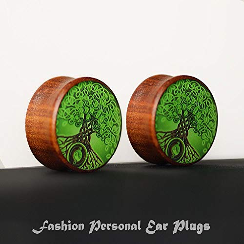 2PCS Wood Gauges For Ears Ear Plug Tunnel Stretcher Expander 8-25mm 0G-1'' Tree of Life Piercings Jewelry - style: 5/8" (16mm)