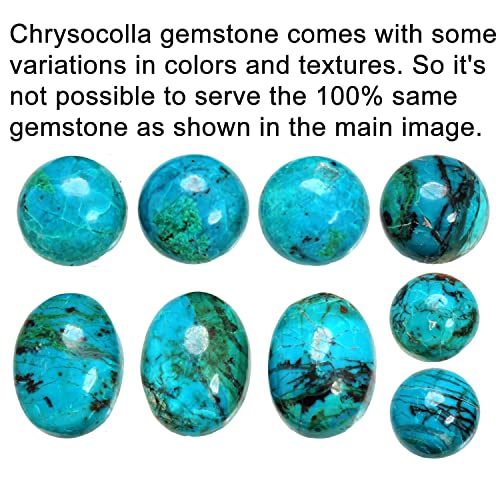 Chunky Natural Gemstone Pendant Necklace For Women Onyx, Turquoise, Amber, Garnet Oval Boho Genuine 925 Sterling Silver Handmade Jewelry - color: Chrysocolla