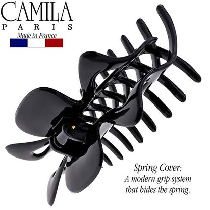 Camila Paris CP3028 French Large Hair Clips for Women Thick Hair for Long Curly Wavy Hair, Girls Hair Claw Clip, Durable Styling Big Claw Clip for Thick Hair, Strong Hold No Slip Grip, Made in France - color: Black 4.5"