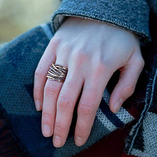 Mytys Wide Band Rings Twisted Rope Ring Two-Tone Mixed Metal Braided Statement Rings Fashion Jewelry for Women - color: Gold and silver