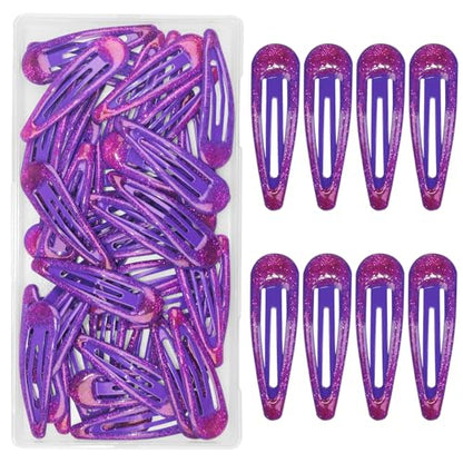 48 Pcs Cute Metal Snap Hair Clips, Non-Slip Barrettes for Women and Girls, Hair Accessories for Parties, School & Daily Use (purple) - color: purple