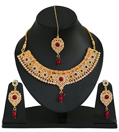 Touchstone Indian Bollywood Traditional Craftsmanship Mughal Designer Jewelry Wedding Necklace Set in Antique Gold Or White Tone for Women. - style: D141 Multicolor