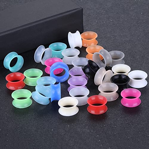 Xpircn 30Pcs Silicone Ear Gauges Flexible Ear Tunnels Plugs Stretchers Expander Double Flared Flesh Ear Piercing Jewelry for Women Men - style: Gauge:9/16"(14mm)