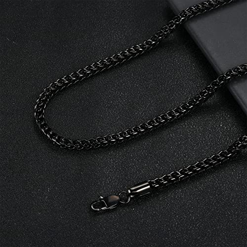 FIBO STEEL Stainless Steel Wheat Chain Necklace for Men Necklace Bracelet Jewelry Set 5mm in Width, 22" 8.5" - color: Black-tone