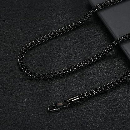 FIBO STEEL Stainless Steel Wheat Chain Necklace for Men Necklace Bracelet Jewelry Set 5mm in Width, 22" 8.5" - color: Black-tone