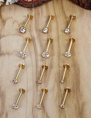 16G Lip Rings Stainless Steel Tragus Helix Conch Piercing Jewelry Snake Bite Piercing Monroe Lip Rings Labret Medusa Cartilage Lobe Earrings Piercing Jewelry CZ 2MM 2.5MM 3MM 3.5MM 4MM 4.5MM - color: 10MM-Gold,2mm/2.5mm/3mm/3.5mm/4mm/4.5mm