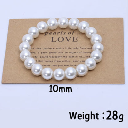 COLORFUL BLING Imitation Pearl Strands Choker Necklace Bracelet With Meaningful Card for Wedding Anniversary Birthday Party Gifts Bridal Jewelry Set - color: 10mm set
