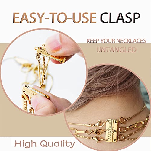 Dailyacc Layering Magnetic Necklace Clasp,18 K Gold and Silver Separator for Stackable Necklaces - color: 1PCS - 3 Gold