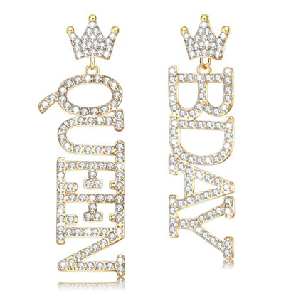 Birthday Earrings for Women Happy Birthdays Earrings Statement Cake Champagne Bottle Earring Happy Birthdays Dangle Earring Birthday Gifts Party Favors - color: Silver