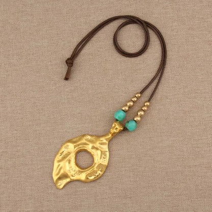 Boho Necklaces for Women Chunky Circle Necklace Bohemian Necklaces | Chunky Boho Necklace for Women Layered Boho Circle Leather Choker Necklace Long Vintage Necklaces Bohemian Jewlery Gifts - style: Boho Necklaces Women Trendy