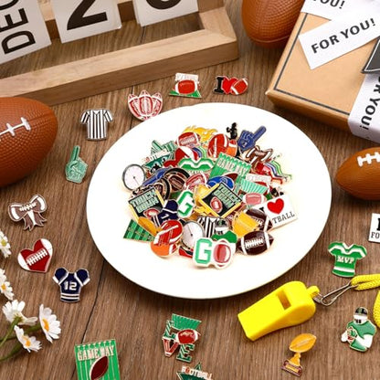 SANNIX 60Pcs Football Enamel Pins, Sports Football Lapel Brooch for Backpacks, Sports Themed Badges for Clothes Bags Hats Accessories, 30 Styles - style: Football Pins