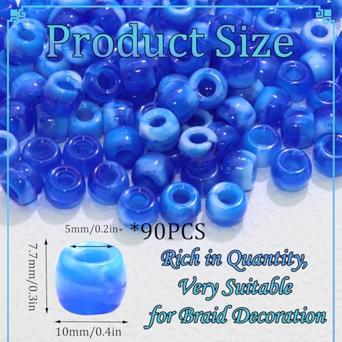 NAISKA 90Pcs Deep Blue Kids Hair Beads Small Hair Beads for Kids Round Beads for Hair Girls Dreadlock Beads Cute Mini Pony Beads Acrylic Loc Beads Beaded Hair Clips Accessories - color: Blue