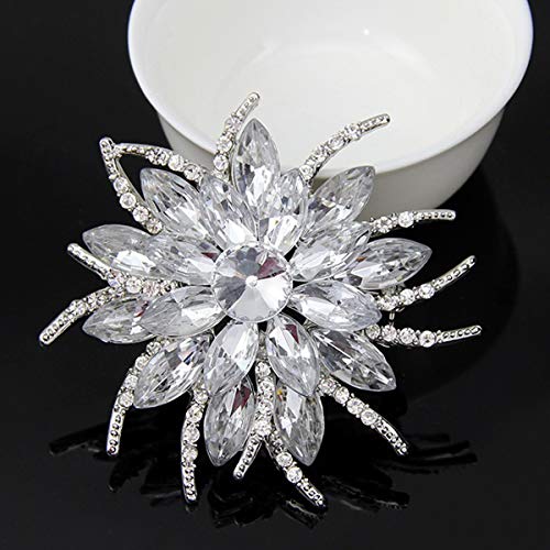 seven wolves Women's Austrian Crystal Brooch Wedding Flower Leaf Bouquet Brooch - color: 2-Red White
