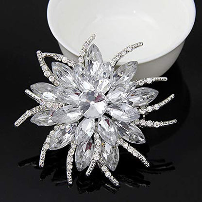seven wolves Women's Austrian Crystal Brooch Wedding Flower Leaf Bouquet Brooch - color: 2-Red White