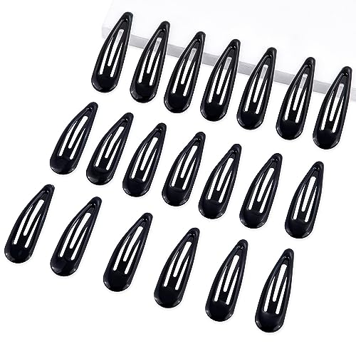 20 PCS Metal Snap Hair Clips Water Drop No Slip Barrettes for Women Bright Small Hair Clips For Thick And Thin Fine Hair,Black,1.97 x 0.5 In. - color: Black