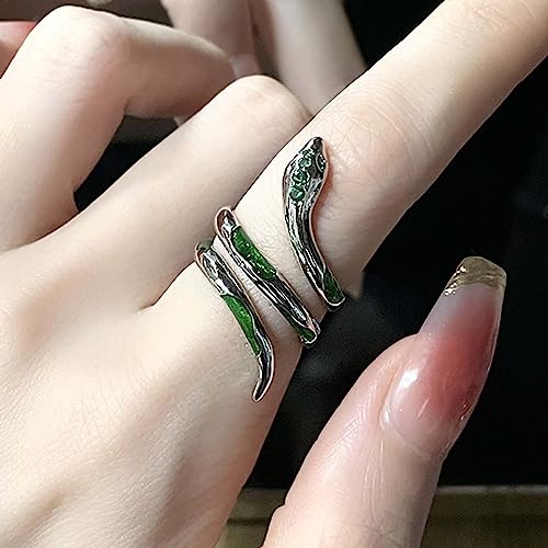 Gothic Silver Snake Ring Set - Open, Adjustable, Stacking Midi Index Finger Rings for Women and Girls (2 Pcs) - style: style-4
