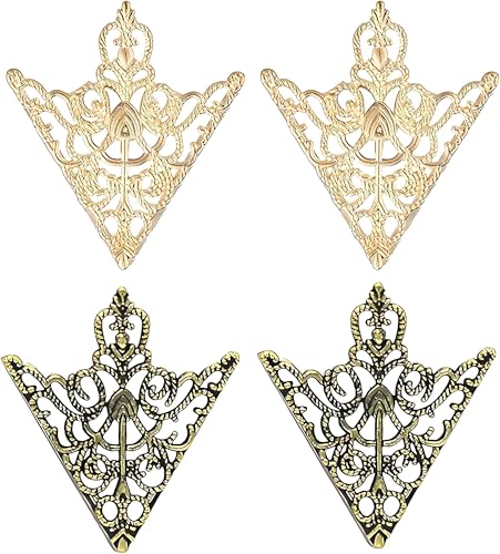 5 Pairs Retro Hollow Pattern Shirt Collar Brooches For Women And Men Gold Plated Triangle & Simple Elegant Double Leaf Collar Pin Brooches Gold Silver Plant Brooch Jewelry - style: gold broze