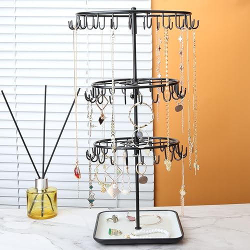 Multi-layer Jewelry Organizer Chic Box Metal Jewelry for Ladies Stylish Storage - color: B Black