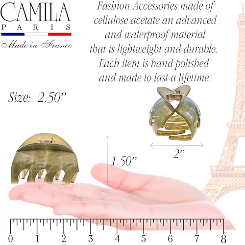 Camila Paris CP3628 French Octopus Hair Clip, 2.5" Small Claw Clips for Thick Hair, Girl Octopus Claw Clip for Women, Strong No-Slip Grip, Wide Jaw Clips for Women, Made in France - color: Green 2.5"