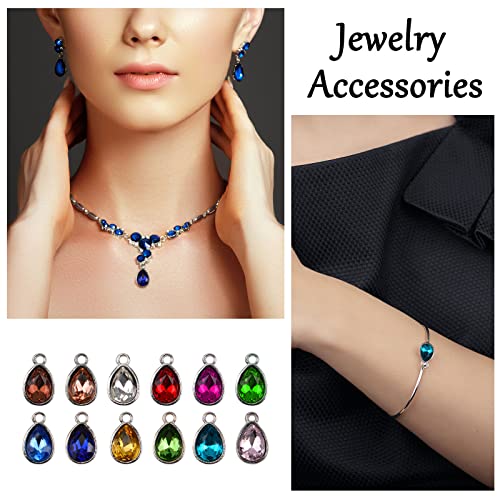 Birthstone Charms Beads, 48 Pcs Teardrop-Shaped Crystal Charms for Jewelry Making, 12 Colors